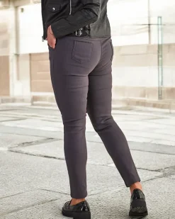 Best Ciemnoszare damskie ocieplane spodnie typu tregginsy PLUS SIZE Legginsy / Tregginsy|Plus Size