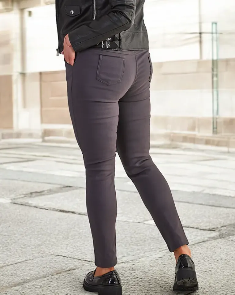 Best Ciemnoszare damskie ocieplane spodnie typu tregginsy PLUS SIZE Legginsy / Tregginsy|Plus Size