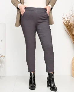 Best Ciemnoszare damskie ocieplane spodnie typu tregginsy PLUS SIZE Legginsy / Tregginsy|Plus Size