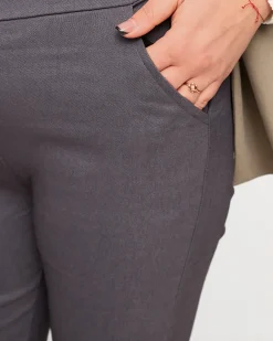 Best Ciemnoszare damskie ocieplane spodnie typu tregginsy PLUS SIZE Legginsy / Tregginsy|Plus Size