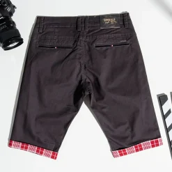 Ciemnoszare męskie spodenki z mi wstawkami Spodnie|Spodnie