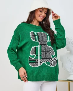 Best Ciemno damski sweter z misiem Swetry