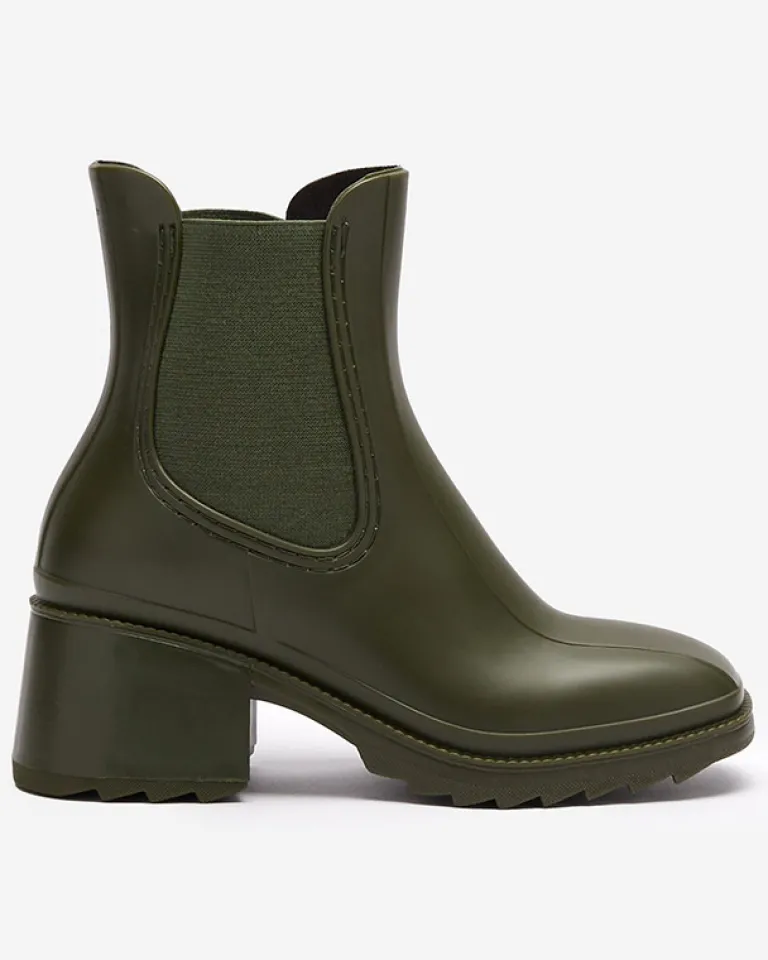 Hot Ciemnozielone damskie botki Caldala Botki Bez Ocieplenia|Botki Na Płaskim Obcasie