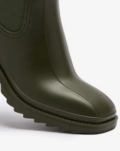 Hot Ciemnozielone damskie botki Caldala Botki Bez Ocieplenia|Botki Na Płaskim Obcasie