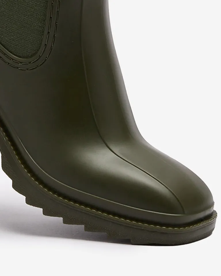 Hot Ciemnozielone damskie botki Caldala Botki Bez Ocieplenia|Botki Na Płaskim Obcasie