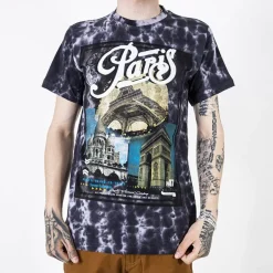 Clearance Czarna bawełniana koszulka męska z printem Bluzki