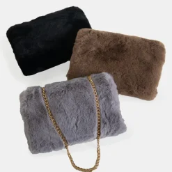 Online Czarna futrzana torebka na ramię Damskie Wieczorowe|Małe Torebki