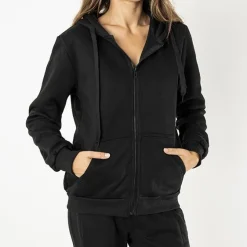 Hot Czarna rozpinana bluza z kapturem damska Bluzy