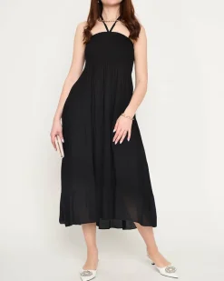 Clearance Czarna sukienka midi PLUS SIZE Sukienki Letnie|Sukienki Długie