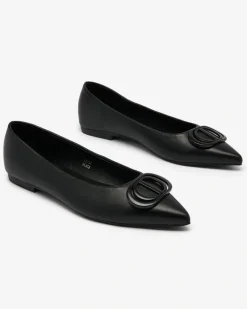Best Czarne baleriny damskie w szpic z ozdobą na nosku Manixy Baleriny Klasyczne