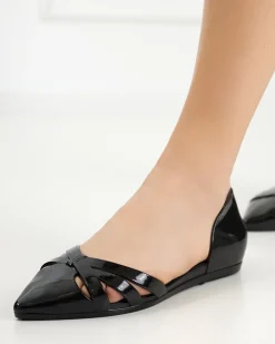 Online Czarne baleriny damskie z gumy Favoli Baleriny Klasyczne