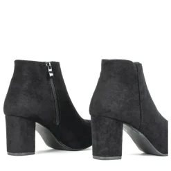 Hot Czarne botki na wyższym słupku Soleah Botki Bez Ocieplenia|Botki Na Słupku