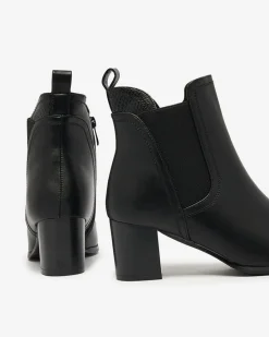 Hot Czarne botki damskie na niskim słupku Nejerya Botki Z Grubym Ociepleniem|Botki Na Słupku