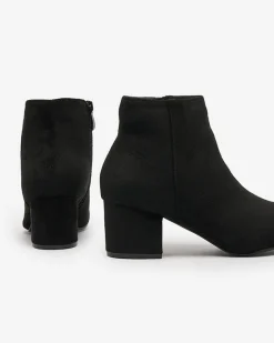 Clearance Czarne botki damskie na niskim słupku Referra Botki Bez Ocieplenia|Botki Na Słupku