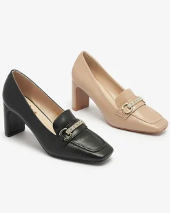 Clearance Czarne czółenka damskie na słupku Kolalic Klasyczne