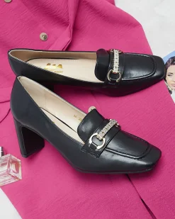 Clearance Czarne czółenka damskie na słupku Kolalic Klasyczne