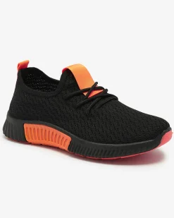 Discount Czarne damskie buty sportowe z pomarańzowymi wstawkami Keteti Damskie Bieganie, Ćwiczenia I Trening
