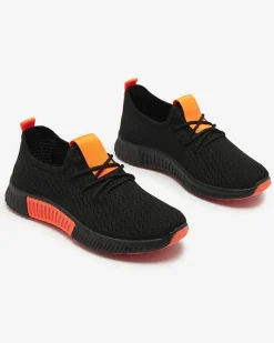 Discount Czarne damskie buty sportowe z pomarańzowymi wstawkami Keteti Damskie Bieganie, Ćwiczenia I Trening
