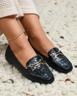 Clearance Czarne damskie mokasyny Bulerol Półbuty|Mokasyny Na Płaskiej Podeszwie