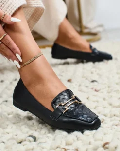 Clearance Czarne damskie mokasyny Bulerol Półbuty|Mokasyny Na Płaskiej Podeszwie