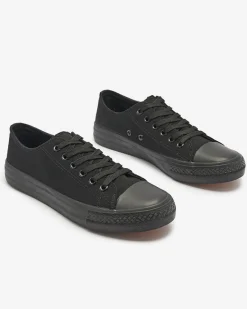 Clearance Czarne damskie klasyczne sznurowane trampki Ogisa Trampki