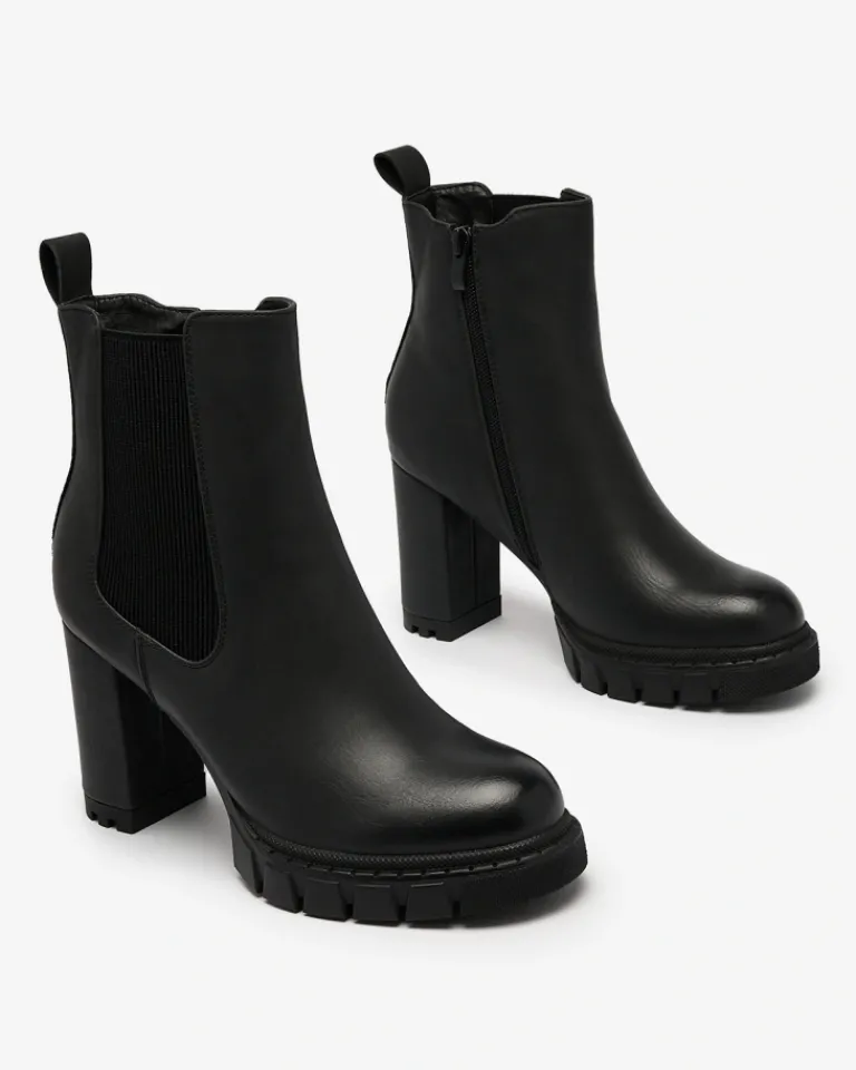 Best Czarne damskie botki na wysokim obcasie Seihay Botki Z Delikatnym Ociepleniem|Botki Na Słupku