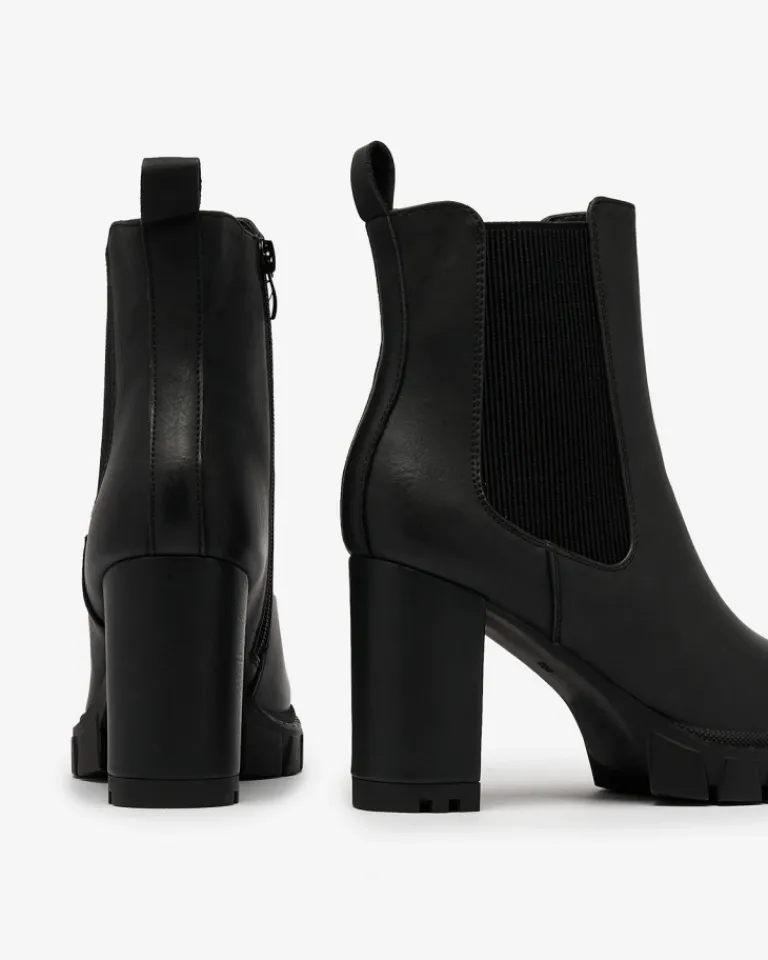 Best Czarne damskie botki na wysokim obcasie Seihay Botki Z Delikatnym Ociepleniem|Botki Na Słupku