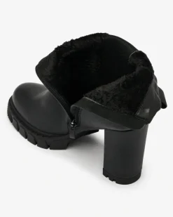 Best Czarne damskie botki na wysokim obcasie Seihay Botki Z Delikatnym Ociepleniem|Botki Na Słupku