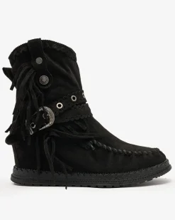 Online Czarne damskie botki z ukrytym koturnem Dibisa Botki Bez Ocieplenia|Kowbojki