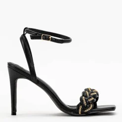 Discount Czarne damskie sandały na szpilce Tenedi Szpilki|Sandały Na Szpilce