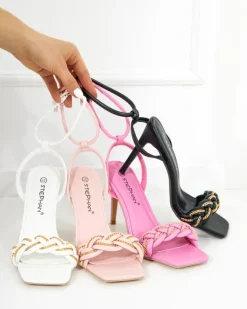 Discount Czarne damskie sandały na szpilce Tenedi Szpilki|Sandały Na Szpilce