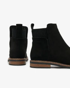 Clearance Czarne damskie botki a'la sztyblety z eko-zamszu Veysi Sztyblety|Botki Na Płaskim Obcasie