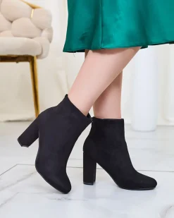 Online Czarne damskie botki na słupku Sterica Botki Bez Ocieplenia|Botki Na Słupku