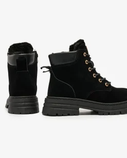 Best Czarne damskie ocieplane botki typu trapery Radoras Trapery|Botki Z Delikatnym Ociepleniem