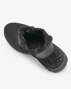 Best Czarne damskie ocieplane botki Comfy Walk Botki Z Delikatnym Ociepleniem|Botki Na Płaskim Obcasie