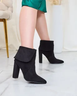 Best Czarne damskie botki na słupku Reirasa Botki Bez Ocieplenia|Botki Na Słupku