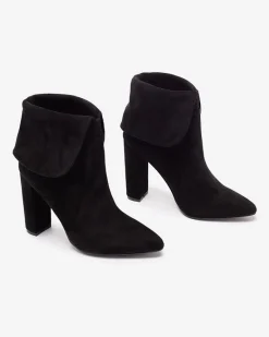 Best Czarne damskie botki na słupku Reirasa Botki Bez Ocieplenia|Botki Na Słupku