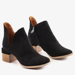 Clearance Czarne damskie botki na słupku Jeneuer Botki Bez Ocieplenia|Botki Na Słupku