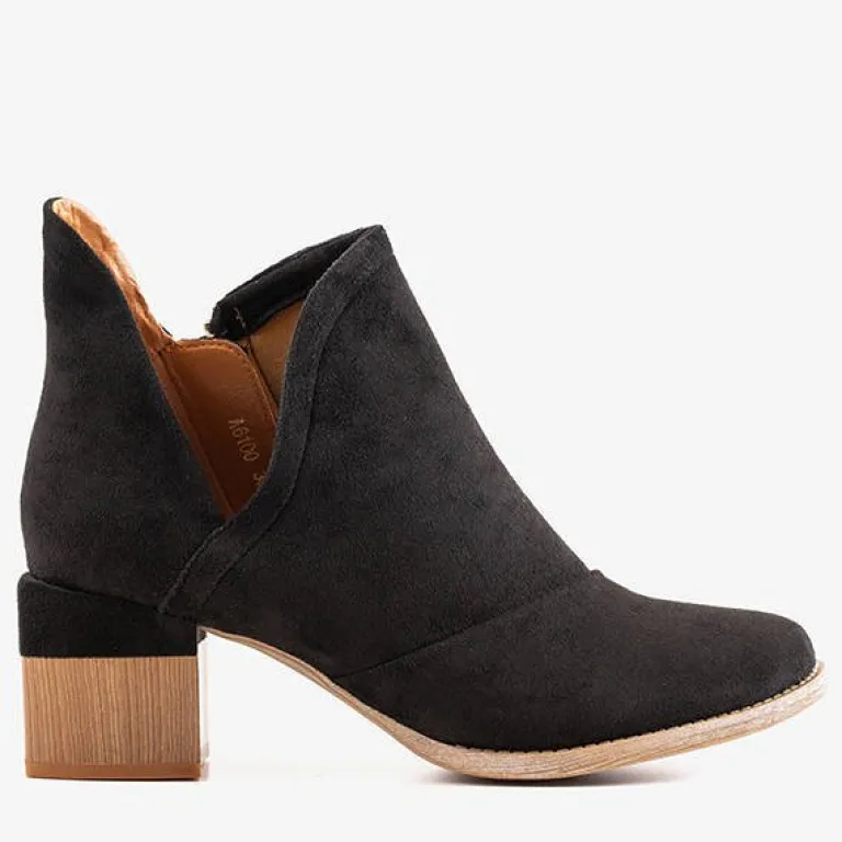 Clearance Czarne damskie botki na słupku Jeneuer Botki Bez Ocieplenia|Botki Na Słupku