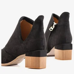 Clearance Czarne damskie botki na słupku Jeneuer Botki Bez Ocieplenia|Botki Na Słupku