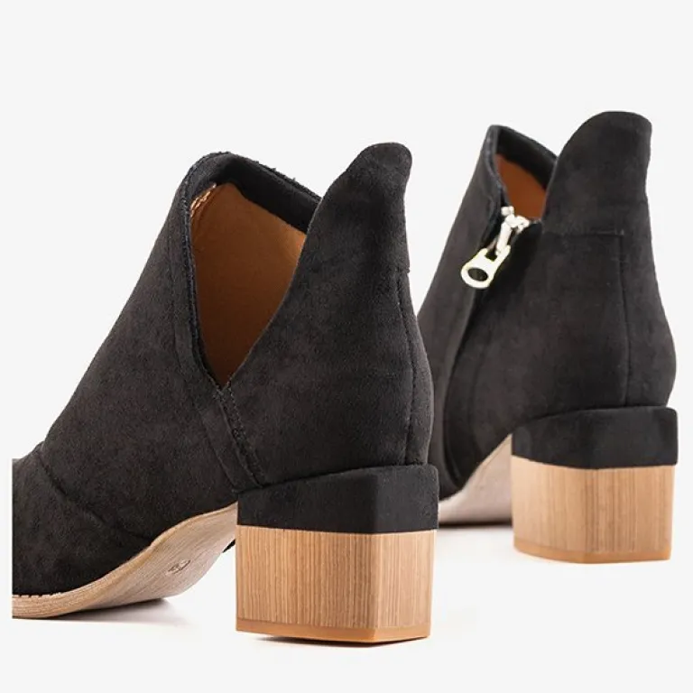 Clearance Czarne damskie botki na słupku Jeneuer Botki Bez Ocieplenia|Botki Na Słupku