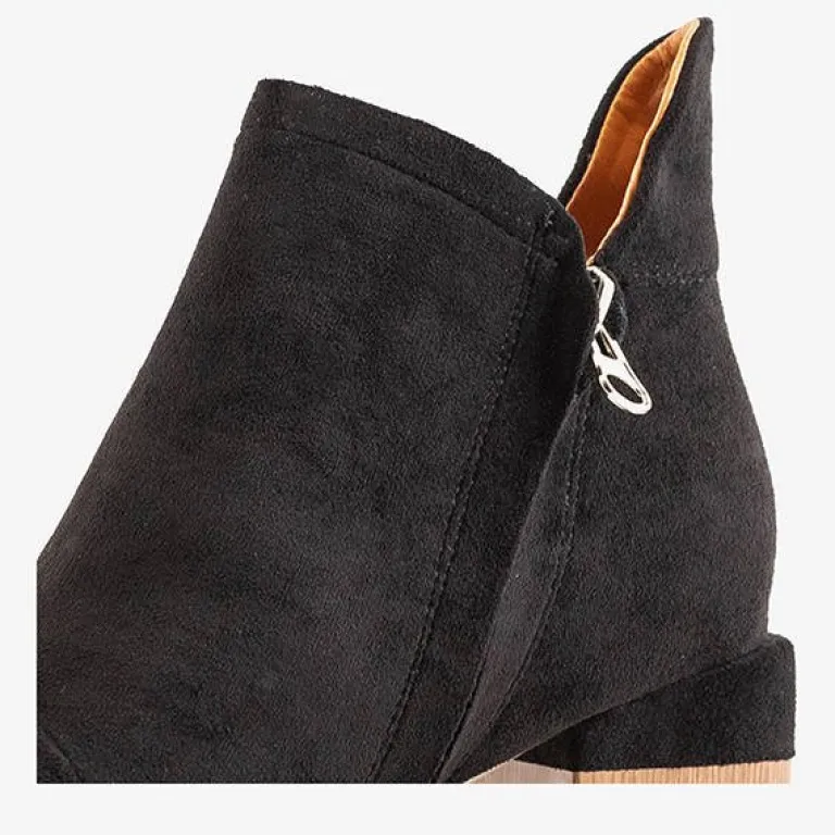 Clearance Czarne damskie botki na słupku Jeneuer Botki Bez Ocieplenia|Botki Na Słupku