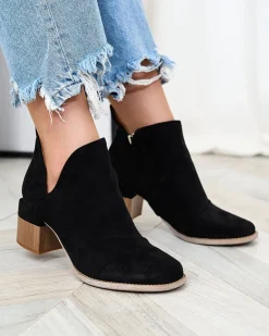 Clearance Czarne damskie botki na słupku Jeneuer Botki Bez Ocieplenia|Botki Na Słupku