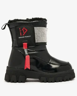 Discount Czarne dziecięce buty a'la śniegowce Fesifa Dziewczęce