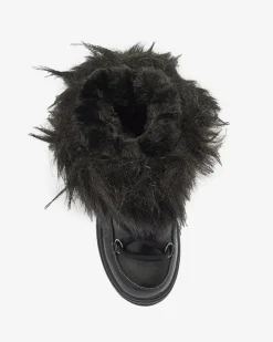 Czarne dziecięce wsuwane buty a'la śniegowce z futerkiem Asika Dziewczęce