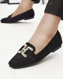 Outlet Czarne mokasyny damskie Jaorica Mokasyny Na Płaskiej Podeszwie