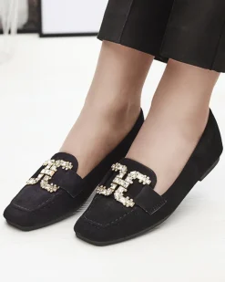 Outlet Czarne mokasyny damskie Jaorica Mokasyny Na Płaskiej Podeszwie