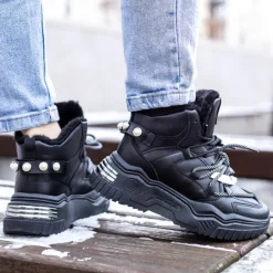 Online Czarne sneakersy z ociepleniem Pommie Damskie Śniegowce|Ocieplane