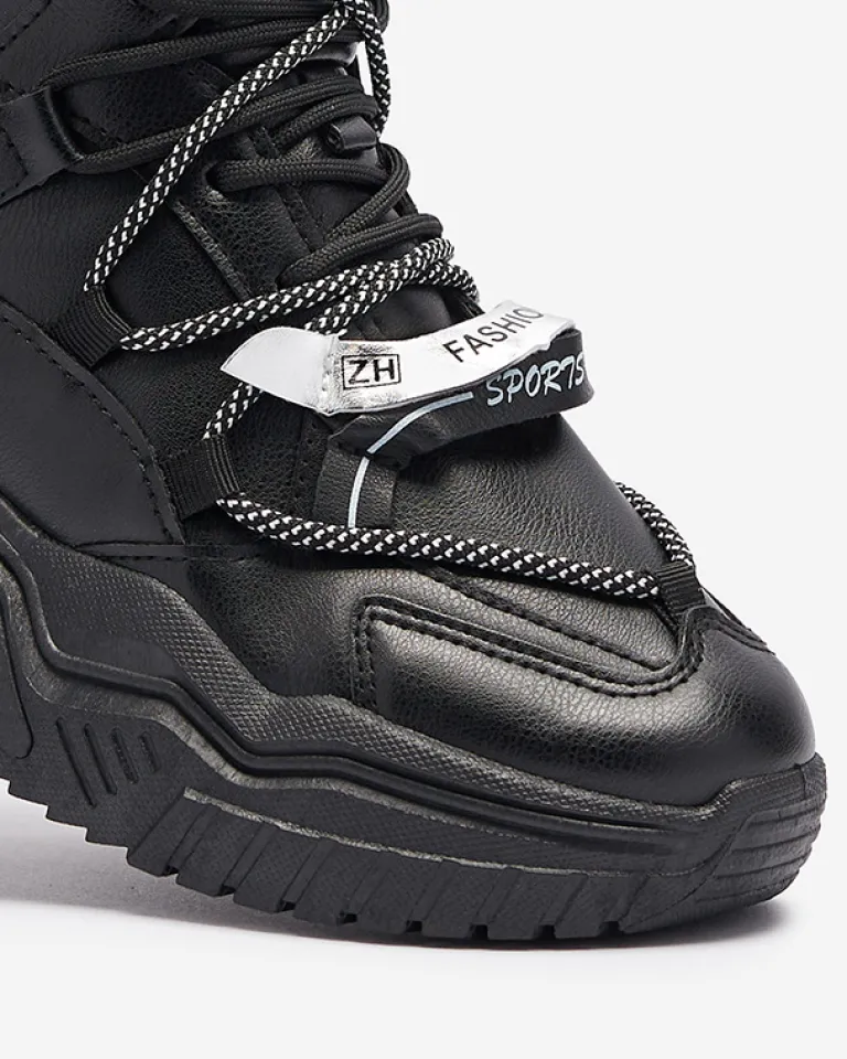 Online Czarne sneakersy z ociepleniem Pommie Damskie Śniegowce|Ocieplane