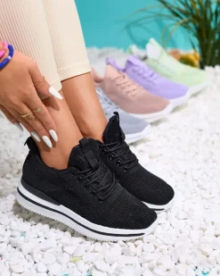 Best Czarne sportowe buty damskie Losoyta Damskie Sneakersy